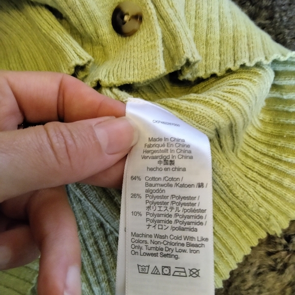 Madewell Women's Barbrook Button Front Sweater Top Size M In Seamoss Green - Picture 6 of 6